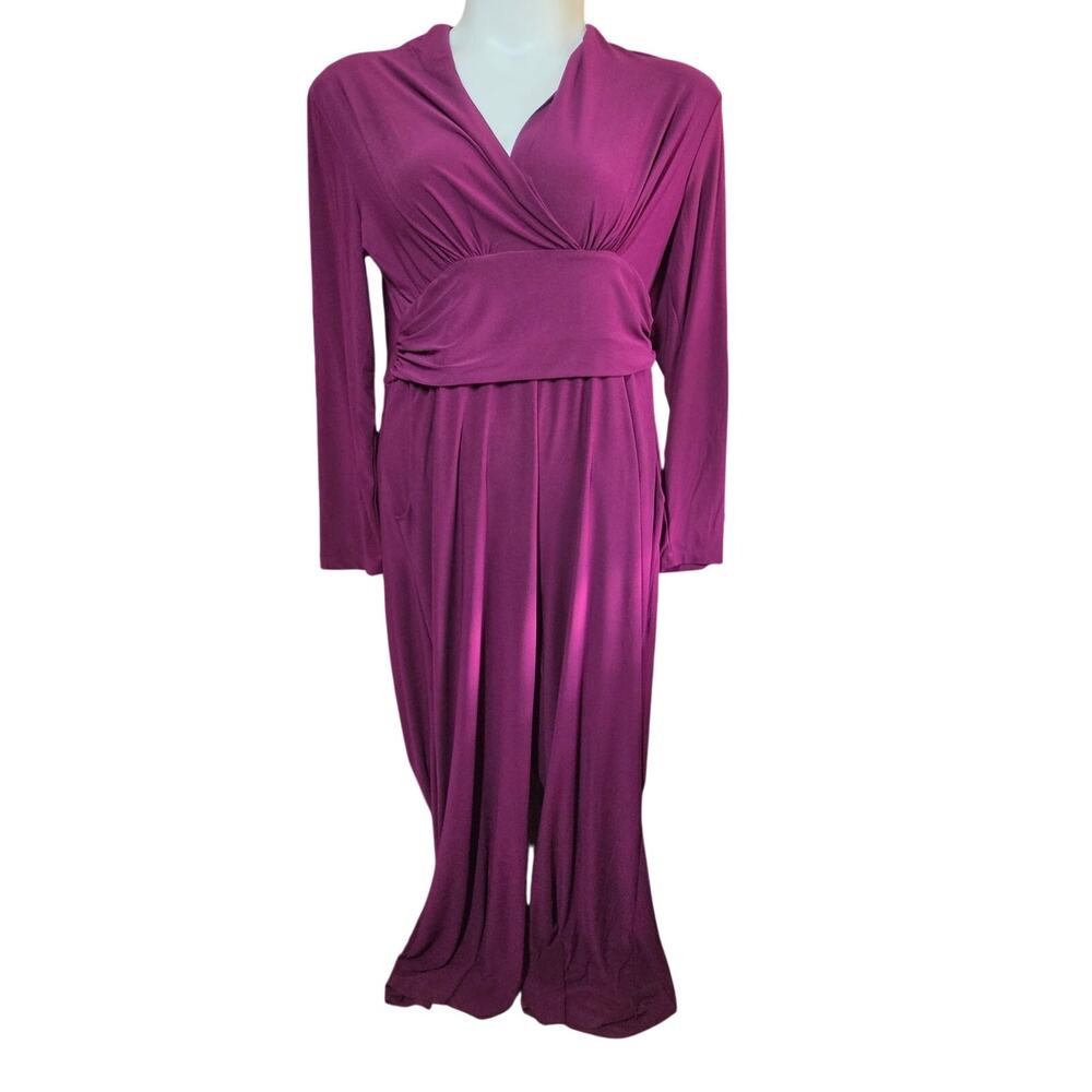 Purple V Neck Pull On Jumpsuit Size Large